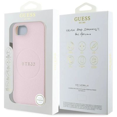 8. Guess Grained Ring MagSafe iPhone 16e Hülle - Rosa