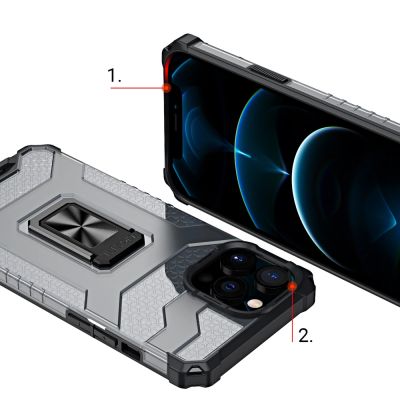 7. Crystal Ring Case robuste Kickstand TPU/PC Panzer Handyhülle Hard Case für iPhone 13 Pro Max grün
