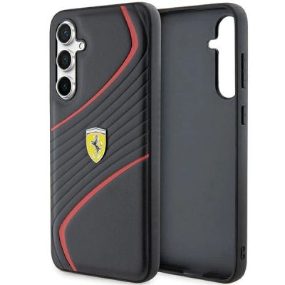 Ferrari Twist Metal Logo Hülle für Samsung Galaxy S23 FE – Schwarz