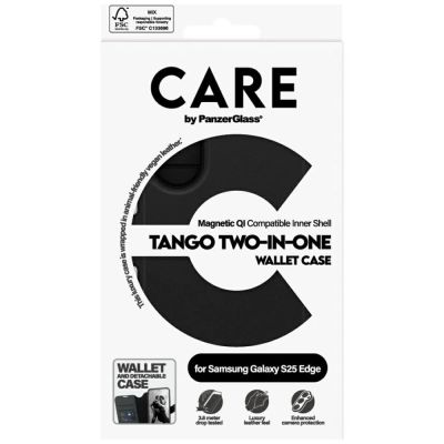 5. CARE by PanzerGlass Feature Tango 2in1 Wallet Qi Case für Samsung Galaxy S25 Edge - Schwarz