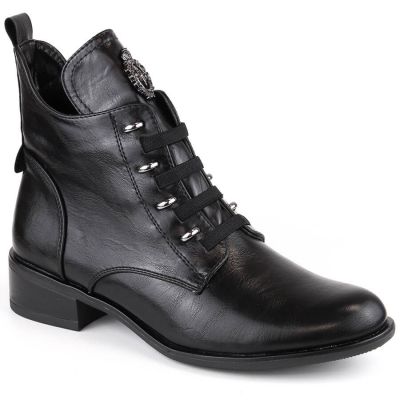 Jezzi W JEZ412A isolierte flache Stiefeletten, schwarz