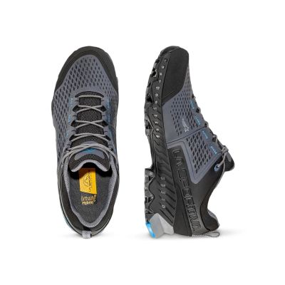4. La Sportiva Spire GTX Wanderschuhe – Schiefer/Tropic Blue, Größe: 46