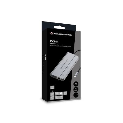 4. Conceptronic DONN34G Dockingstation, kabelgebunden, USB 3.2 Gen 2 (3.1 Gen 2), Typ-C, Grau