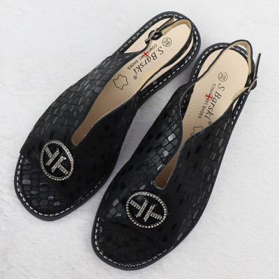 3. Schwarze Damen-Ledersandalen S.Barski KV51-094