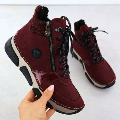 2. Bordeauxfarbene Damen-Wildlederstiefeletten Rieker 45960-35