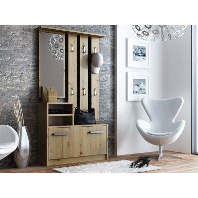 2. Kleiderschrank, Spiegel, handgefertigter Eichenholzkleiderbügel