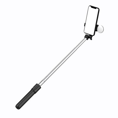 Selfie-Stick WR1YXS Teleskopstativ 0,71 m mit runder Lampe – Schwarz