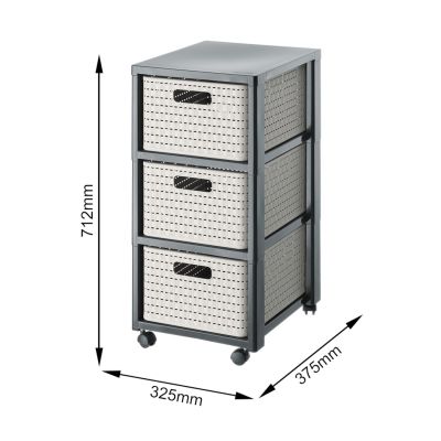 2. ROTHO Großes Regal mit 3 Schubladen COUNTRY Cappuccino/Anthrazit