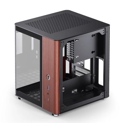 12. Jonsbo TK-0 PC-Gehäuse, Mini-Tower, Mini-ITX, gehärtetes Glas, Holz – schwarz