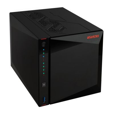 9. AS5404T NAS; Tower; 4x (3,5" SATA HDD/ 2,5" SSD); Intel Celeron N5105; 4 GB DDR4 SODIMM (max. 16 GB), 2x 2,5-GbE, 4x M.2 2280 NVMe PCIe 3.0, 3x USB 3.2 Gen, 1x HDMI 2.0b