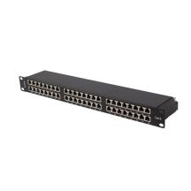 Patchpanel mit 48 Ports, 1 HE, 19 Zoll, Cat.6, FTP, geschirmt, schwarz, Lanberg
