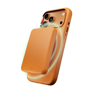 3. Puro Icon Mag Pro Flüssigsilikonhülle für iPhone 17 Pro Max, MagSafe-kompatibel, mit Kameraschutz und Aluminiumknöpfen – Orange