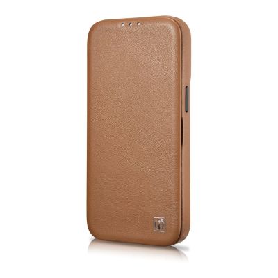 6. iCarer CE Premium Leather Folio Case iPhone 14 Pro Magnetic Flip Leather Folio Case MagSafe braun (WMI14220714-BN)