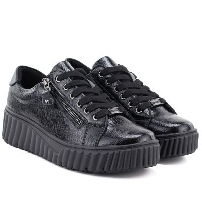 4. Damen-Plateauschuhe aus Lackleder, schwarz, Vinceza 133134