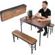 Klappbarer Campingtisch 90x60x70cm und 2 Bänke 87x23x39cm aus Holz