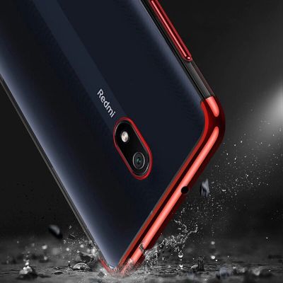 5. Clear Color Silikon Gel Electroplating frame Handyhülle Schutzhülle für Xiaomi Redmi 8A blau