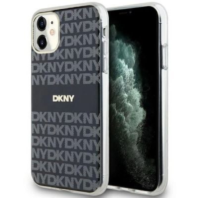 DKNY IML Mono & Stripe MagSafe Hülle für iPhone 11 / Xr – Schwarz