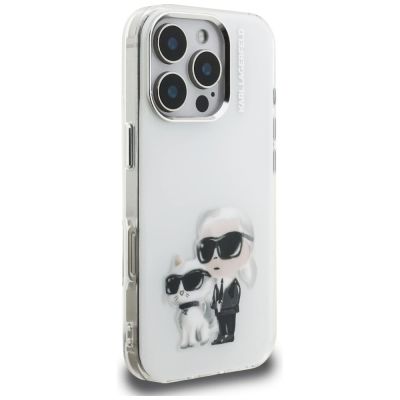 4. Karl Lagerfeld IML Aquarelle Karl & Choupette & Logo Hülle für iPhone 16 Pro Max - Weiß
