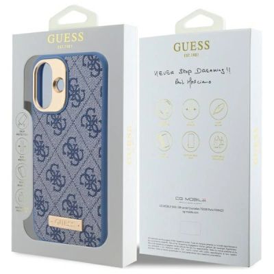 8. Guess 4G Logo Plate MagSafe Hülle für iPhone 16 - Blau