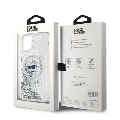 8. Karl Lagerfeld Liquid Glitter Choupette Head MagSafe Hülle für iPhone 11 / Xr – Transparent