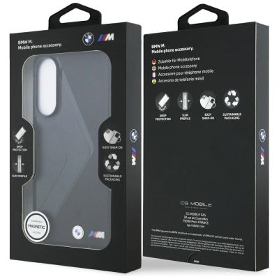 8. BMW Leather Oversized Stripes MagSafe Hülle für Samsung Galaxy S25 Edge - Schwarz