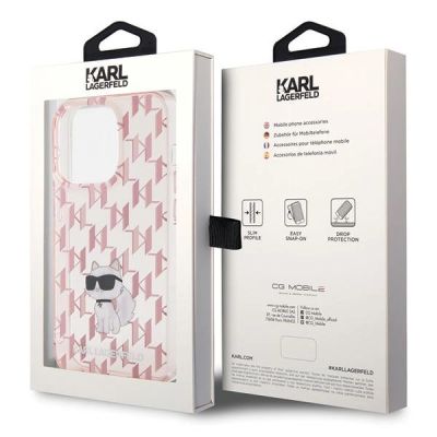 8. Karl Lagerfeld Monogram Choupette Hülle für iPhone 15 Pro Max – Rosa