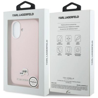 8. Karl Lagerfeld Karl & Choupette Head Pins Saffiano MagSafe Hülle für iPhone 17 - Pink