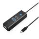 Orico PWCUR-C3 3-Port-USB-Hub (1x USB-A 3.0, 1x USB-C 3.0, 1x RJ45 Gigabit-Ethernet, 1 m Kabel) – Schwarz
