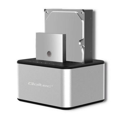 QOLTEC Dockingstation für 2 Festplatten 2x HDD/SSD 2,5"/3,5" SATA | USB 3.0 | KLONEN