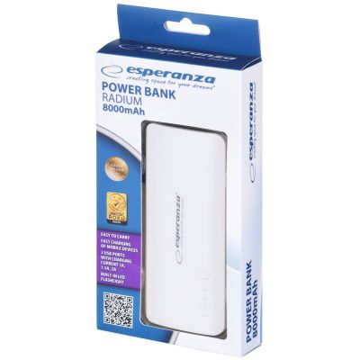 9. Esperanza Radium EMP106WE Powerbank (8000 mAh; microUSB, USB 2.0; weiß)
