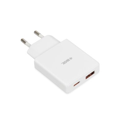 8. IBOX Universal-Ladegerät C-43 GAN PD30W Slim USB A+C Weiß