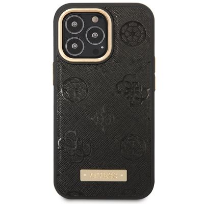 3. Guess GUHMP14LSAPSTK iPhone 14 Pro 6,1" schwarz/schwarzes Hardcase Peony Logo Plate MagSafe