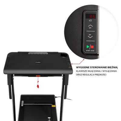 17. HMS LOOP12 MULTI Elektrisches Laufband mit Schreibtisch 1-12 km/h, Grau