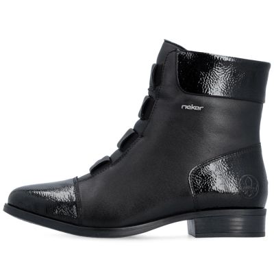 3. Rieker 77053-00 bequeme schwarze Damen-Lederstiefeletten