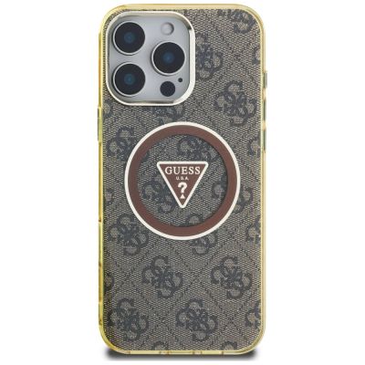 3. Guess IML Metal Glitter 4G Circle Triangle MagSafe Case für iPhone 16 Pro Max - Braun