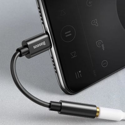 12. Baseus L54-Adapter für USB-C-Kopfhörer/Miniklinke 3,5 mm DAC 24 Bit 48 KHz – Schwarz