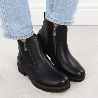 7. Schwarze Damen-Leder-Boots im Worker-Stil Rieker 78556-00
