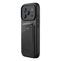 Mujjo Wallet Lederhülle - Lederhülle für iPhone 17 Pro, kompatibel mit MagSafe (schwarz)