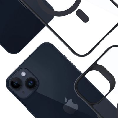 13. 3mk Satin Armor MagCase Hülle mit MagSafe für iPhone 14 Plus – transparent mit schwarzem Rahmen