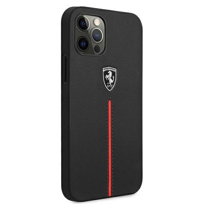 4. Ferrari FEOMSHCP12LBK iPhone 12 Pro Max schwarz/schwarz Hardcase Off Track Leather Nylon Stripe