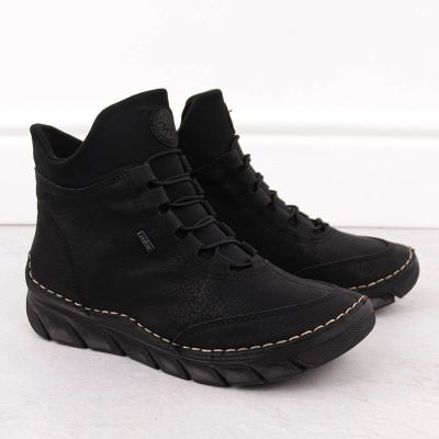 40. Gefütterte schwarze Damen-Ankle-Boots Rieker 55069-00