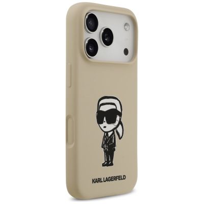 4. Karl Lagerfeld Silikonhülle mit Karl-Skizze und Logo (MagSafe) für iPhone 17 Pro – Braun