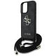 5. Guess 4G Big Logo Cord Stap Crossbody Case für iPhone 16 Schwarz