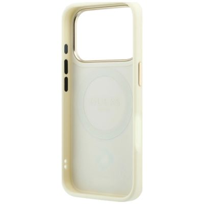 7. Guess Stripe Peony 4G Logo MagSafe Hülle für iPhone 18 Pro / 17 Pro - Beige