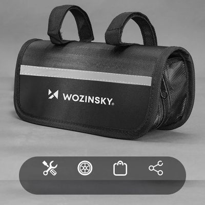 7. Wozinsky WMZ-01N Werkzeugset, 16-in-1 Fahrrad-Multitool, Pumpe, Schraubenschlüssel, Schlauchreparaturset – schwarz