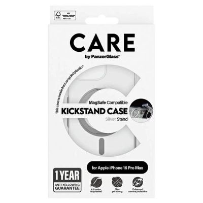 5. CARE by PanzerGlass Feature Kickstand Case mit MagSafe für iPhone 16 Pro Max – Silber