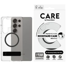 CARE by PanzerGlass Feature Black Kickstand & QI Case für Samsung Galaxy S25 Ultra – Transparent