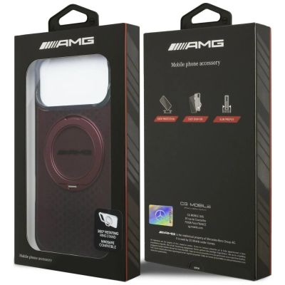 8. Mercedes AMG IML Double Layer Urban Line Hülle mit Ringständer und MagSafe-Funktion für iPhone 18 Pro Max / 17 Pro Max – Burgunderrot