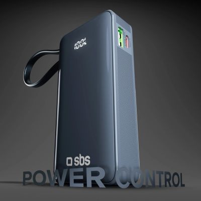 5. Powerbank SBS 10000 mAh 20W mit integriertem USB-C-Kabel und Digitalanzeige - dunkelgrau