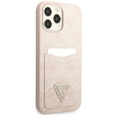 4. Guess 4G Triangle Logo Cardslot-Hülle für iPhone 13 Pro Max – Rosa